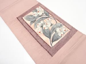 枡に枝花模様織り出し　袋帯